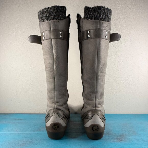 Merrell Womens Tall Leather & Knit Buckle Boots With Zipper Closure Gray Sz 5.5 - Picture 4 of 9